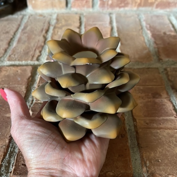 PartyLite Ceramic Pine Cone Taper Candle Holders Set of 2 - Picture 6 of 6